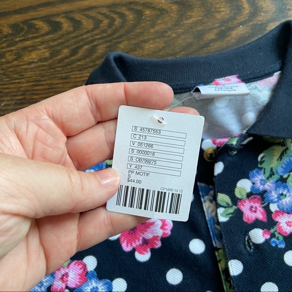 NWT- Urban Outfitters Small Polo Shirt Black Polka Dot Floral Print - Picture 5 of 9
